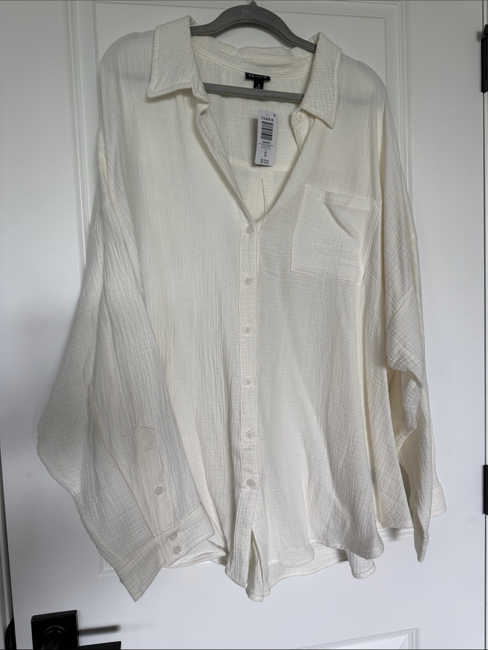 Torrid Drop Shoulder Gauze Button-Down Shirt